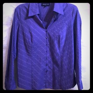 Jones New York - Purple Pin Strip Button Up Medium